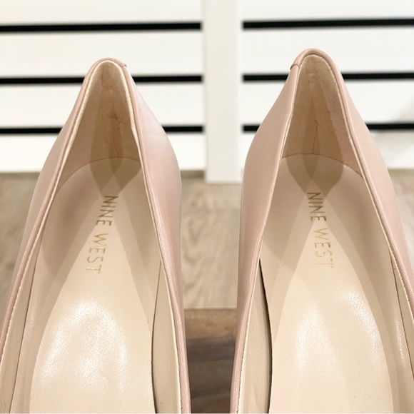 7.5 8 8.5 9 9.5 10 NINE WEST light tan blush neutral, leather pointed toe heels - Picture 5 of 10